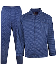 KAM Dobby Print Pyjama Set Jeansblau